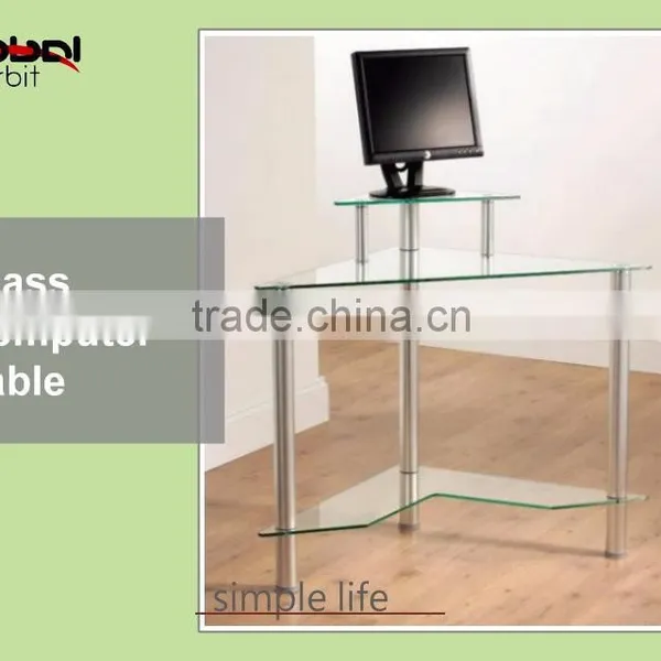 PC Computer Desk Office Furniture Metal Study Desk Glass Computer Table photo-6