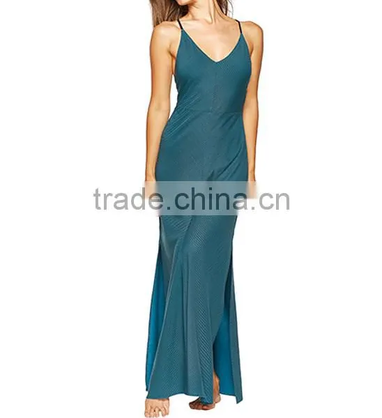 Wholesale Deep V Neck Maxi Beach Party Wear Dress Sexy Slit Ladies Western Long Backless Beachwear Dress photo-2
