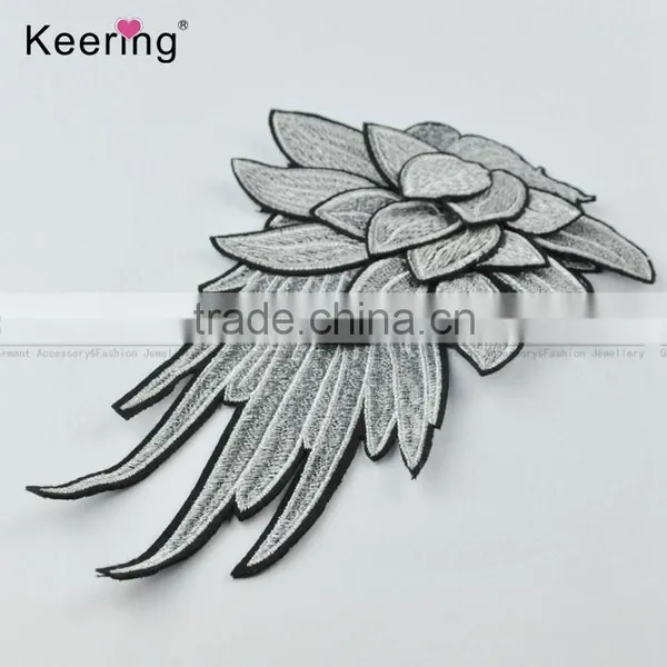 Pretty Lotus Flower Decoration Clothing Embroidery Patch Pair WEF-020 photo-3