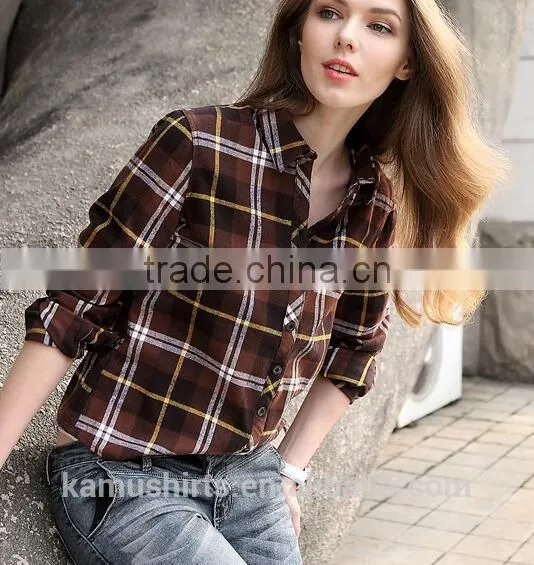 Women Shirts Plaids Flannel Shirts for Ladies