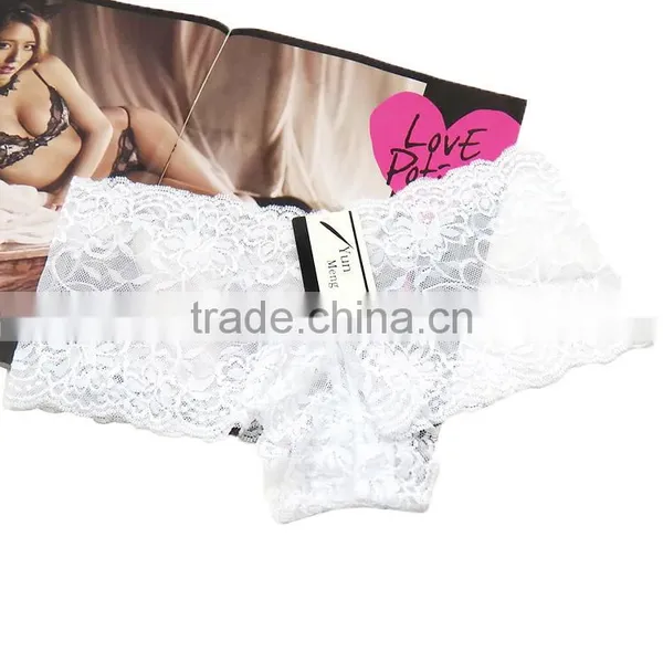 Sexy Hot Selling Underwear Transparent Lace Women Boyshorts Factory Lingerie photo-6