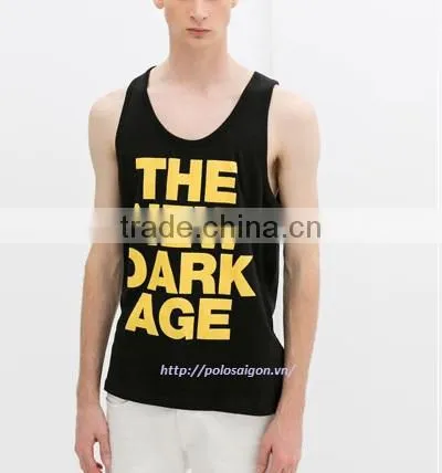 Men Tank Top, 100% Cotton, Sreen Printing