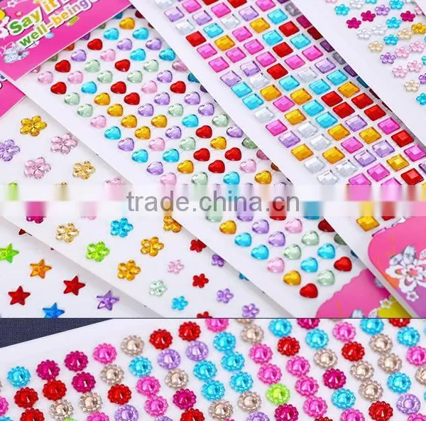 Colorful Love Heart Shape Self-adhesive Acrylic Rhinestone Sticker,Crystal Rhinestone Sticker photo-3