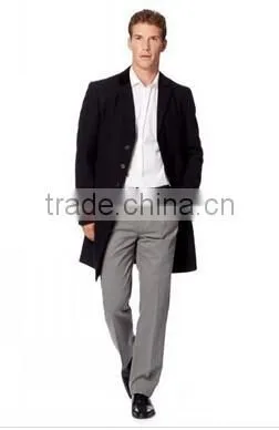 2014 Winter Season Hot Selling Fashion Design Black Lapel Slim Fit Mens Cashmere Men Coat photo-3