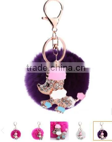 2017 New Design Animal Fur Pom Pom Keychain Wholesale Fur Ball Animal Keychain Hot Selling Fur Ball Woman Bag Charms photo-4