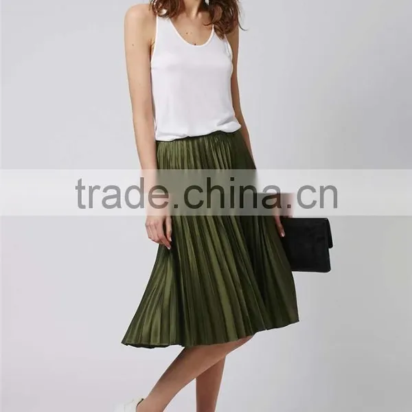 High Quality Women Petite Pleat Midi Skirt Satin Pleated Midi Skirt Plus Size Women Clothes photo-3