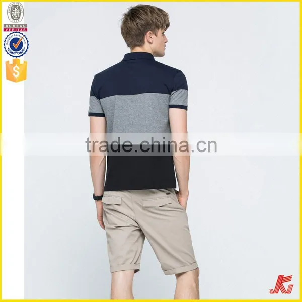 Wholesale Colorfast Combed Cotton Pique Ribbed Collar and Cuff Golf Matching Color Polo T-shirt Color Matching For Men photo-2
