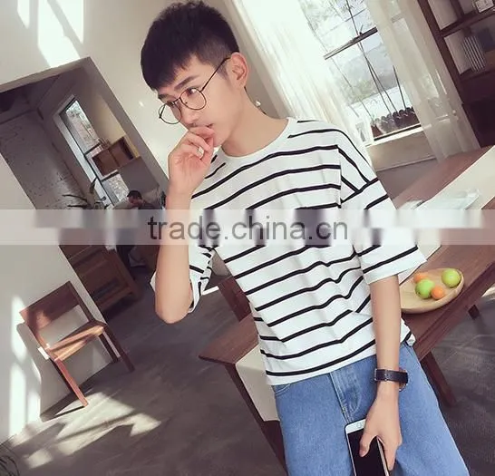 2016 New Fashion All Match Loose Half Sleeve Striped T-shirts photo-5