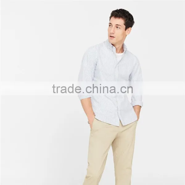 2017 OEM Men Buttoned Collar Button Closure Slim-fit Bengal Stripe Shirt photo-6