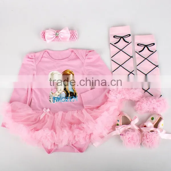 Hot Sale 4Pcs Long Sleeve Cotton Baby Romper Frozen Princess Elsa Costume photo-6