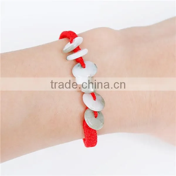 Green Round Polyester & Jade Kabbalah Red String Braided Friendship Bracelets photo-3