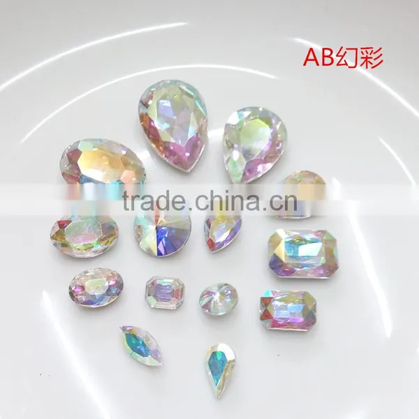 ab Aurora Crystal Beads Sew on Beads With Claw Settings for Wedding Dress photo-2