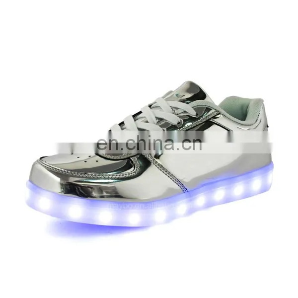 Wholesale Shining Mirror Finish PU Leather Street Dance Night Club LED Shoes photo-4