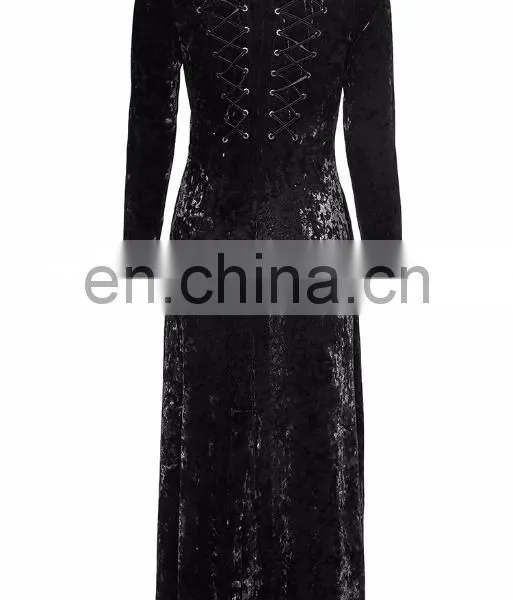 Gothic Punk Rave Black Longsleeve Velvet Dress-jacket Y-735 photo-3