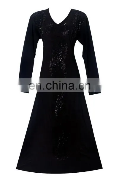 Womens's Black Colour Lycra(Stretchable) Black Stone Embroidery Work Beautiful Rick Looking Burkha photo-2