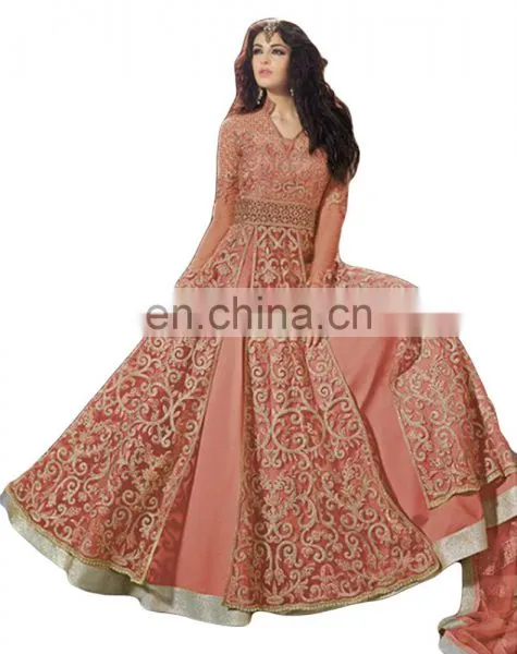 Wedding Party Wear Net Anarkali Style Lehenga Suits 2017 (Semi-Stitched) photo-3