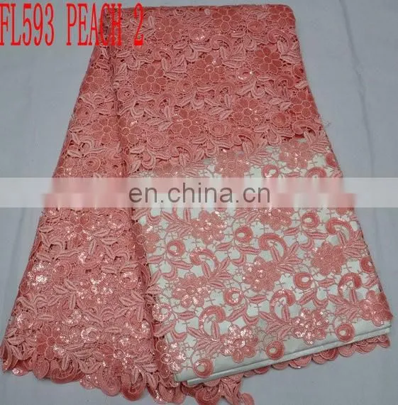 High Quality Wholesale/retail Lace Fabric/best Price African Cord Guipure Embroidery Lace(FL593)in Stock/sales Well photo-2