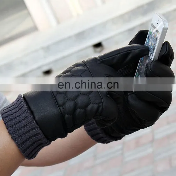Custom Fashion Motor Bike Warm Leather Gloves / Fashion Gloves Mens