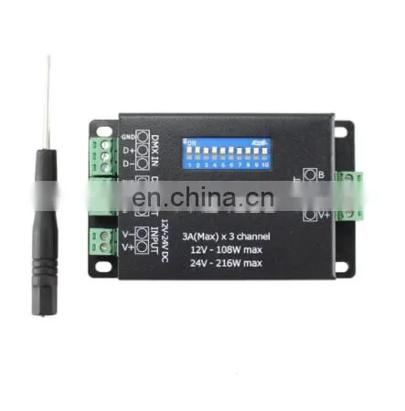 DC12V 24V 3Channels Decoder Driver RGB Amplifier DMX 512 PX24506 Led Strip Light Controller photo-3