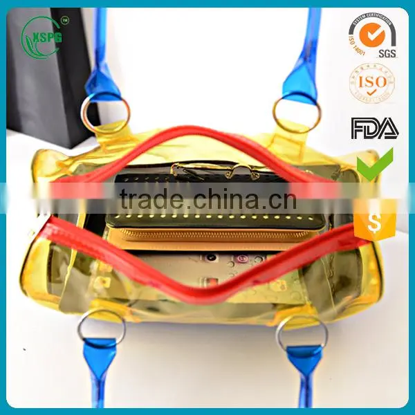 2015 New Fancy Promotional Pvc Clear Handle Bag With Zipper photo-3