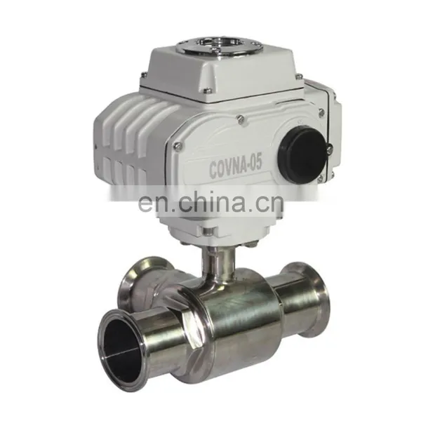 COVNA DN40 1.5 Inch 3 Way L Port 220V AC Tri Clamp Food Grade 316 Stainless Steel Motor Operated Sanitary Ball Valve photo-3