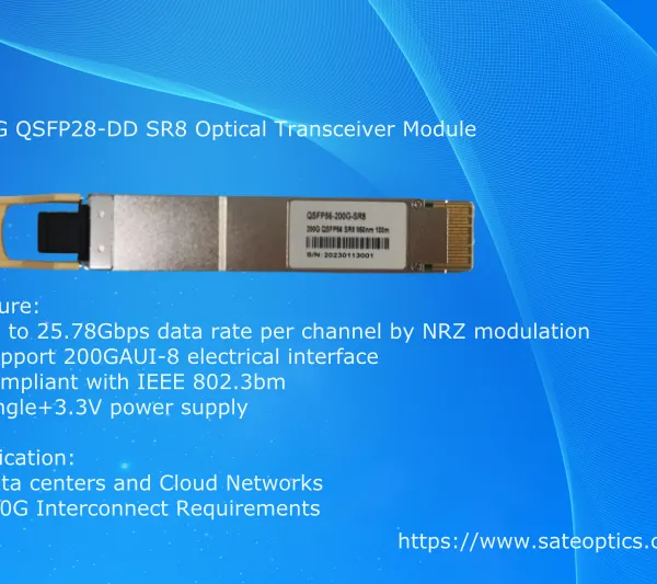 200G QSFP28-DD SR8 HW&Cisco&Juniper Compatible 200GBASE-SR8 QSFP-DD 850nm VCSEL 100m DOM MPO-16 MMF Optical Transceiver Module.