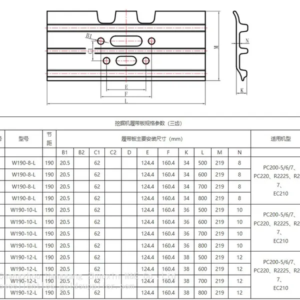 190×10 Triple Grouser Track Shoes PC200 photo-2
