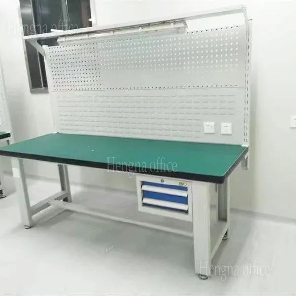 Industrial Laboratory Workbench for Electronic Component Assembly, ESD Safe Workstation with Multi-layer Shelves & LED Lighting, Long Life Service