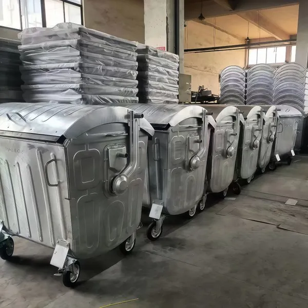 European Standard 1100-liter Galvanized Sheet Trash Can Trade Export-type Metal Trash Can photo-2