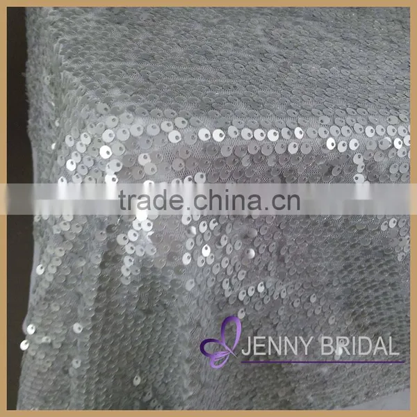 SQN#57 Factory Outlet Wholesale Cyber Silver Sequin Tablecloth Wedding photo-3