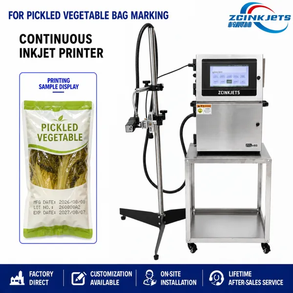 1. Food Pouch Date Coding Machine for Pickled Vegetables and Fermented Food Packaging