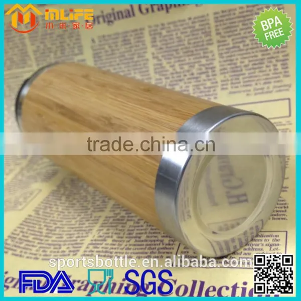 Food Grade Material Envirmental Design 350ml Double Wall Steal Inner Bamboo Cap photo-5