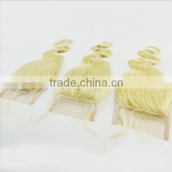 Lace Closure Blonde Hair Bundles With Lace Closure Virgin Hair Silk Base Free Part Closure photo-5