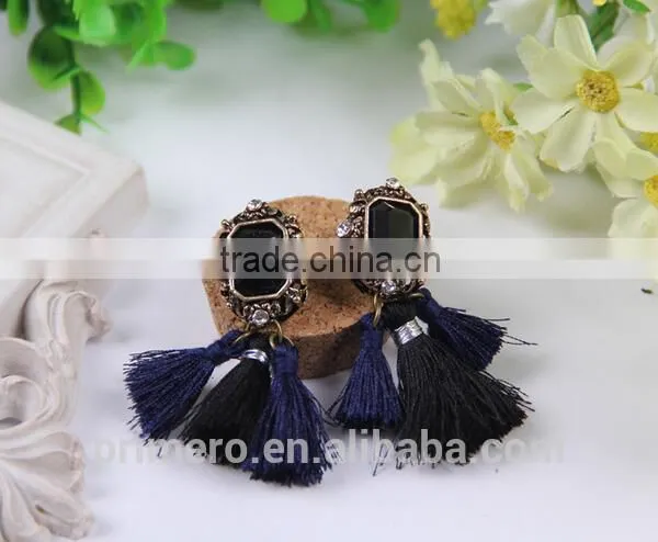 New Fashion Jewelry Hot Sale Crystal Vintage Tassel Statement Bib Earrings Factory Price photo-5