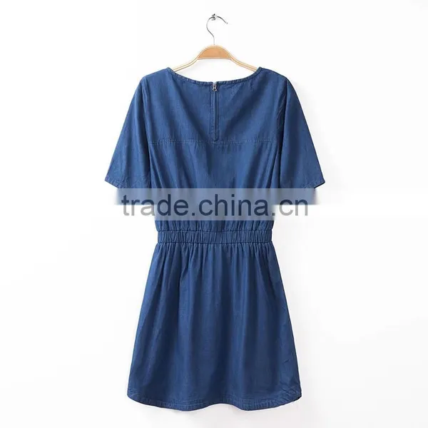 2015 New Arrival Elegant Woman Dress Cheap Wholesale Denim Dress Fashion Slim Jean Dresses photo-4