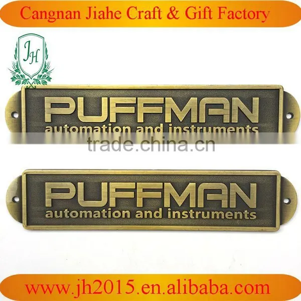 Metal Logo Plate for Furniture Antique Brand Plate Company Logo Tags Engraved