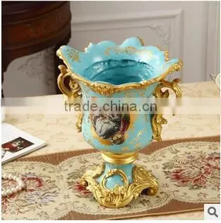 Antique Brass European Porcelain Flower Pots for Home Deco photo-3