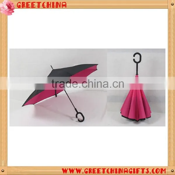 Windproof C-holder Double Layer Upside Down Reverse Umbrella for Car Quality Choice photo-5