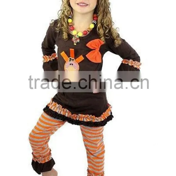Traditional Thanksgiving Festival Baby Clothing Set With Turkey Embroidery