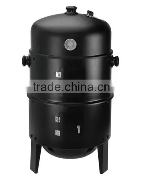 3 Layer Steel BBQ Charcoal Grill Barbecue Smoker Garden Camping Cooking Black