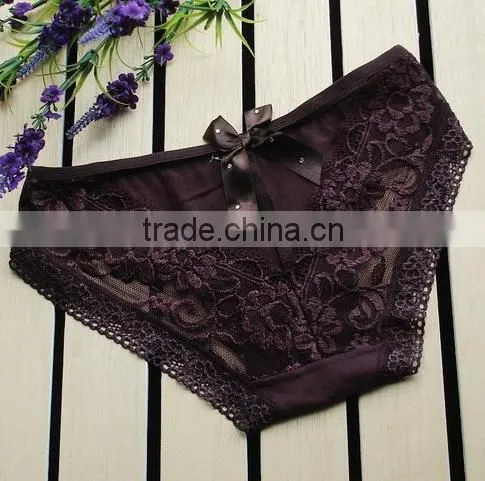 Sexy Lace Behind the Bow Low Waist Women's Underwear Women Briefs photo-3