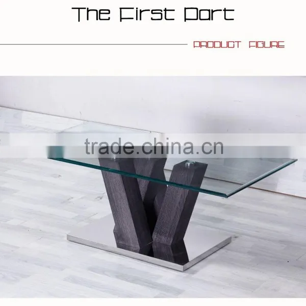 Rectangle Glass Top Wood Frame Centre Table photo-5