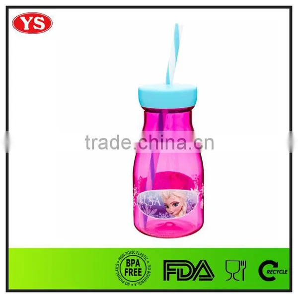 12oz Promotion Bpa Free Plastic Single Wall Milk Bottle With Straw photo-4