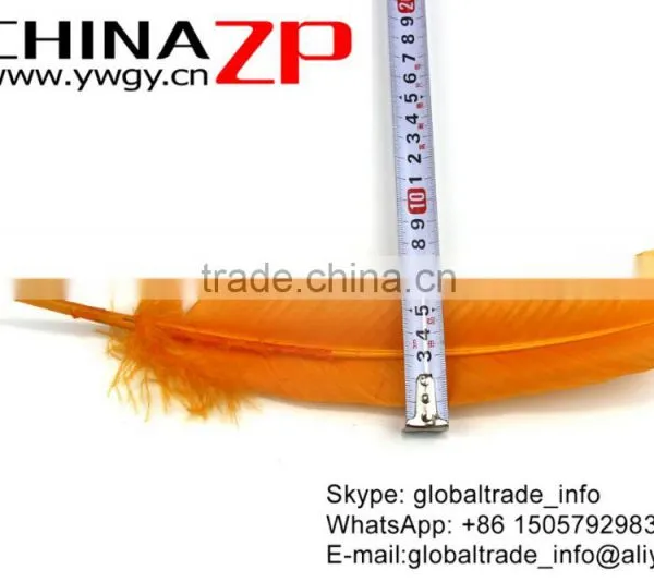 CHINAZP Wonderful Quality Natural Feather Dyed Light Orange Solid Color Turkey Feathers photo-5