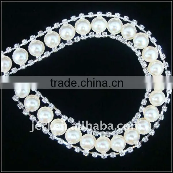 2016 Hot Selling Rhinestone Trim Pearl Rhinestone Chain Trim for Wholesale photo-5