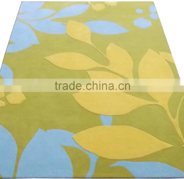 Flower Design Hand Tufted Cut Pile Wool Carpet, Latex Backed With Cloth