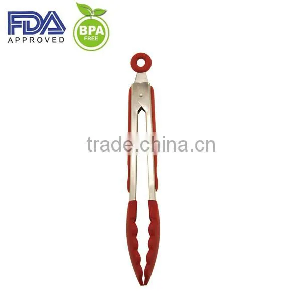 11 Inch Novelty Silicone Locking Kitchen Tong With Stainless Steel Handle photo-3