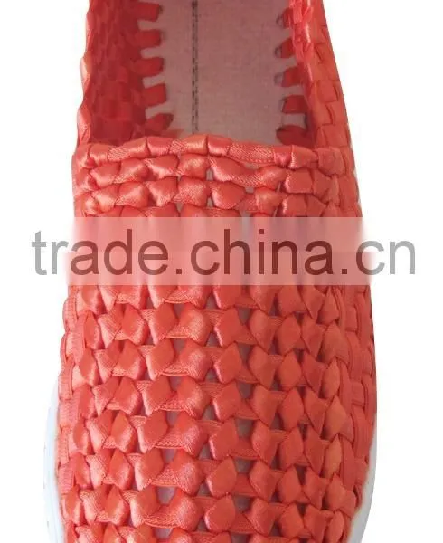 Wholesale China Factory Women Woven Weave Shoes, Elastic Belt Hand Knit Shoes Ladies, Handmade Woven Elastic Shoes HT-209035B photo-2