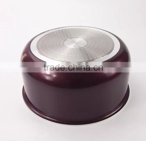 5pcs Burgundy Non-stick Die Casting Aluminum Cookware Set Removable Handles photo-5