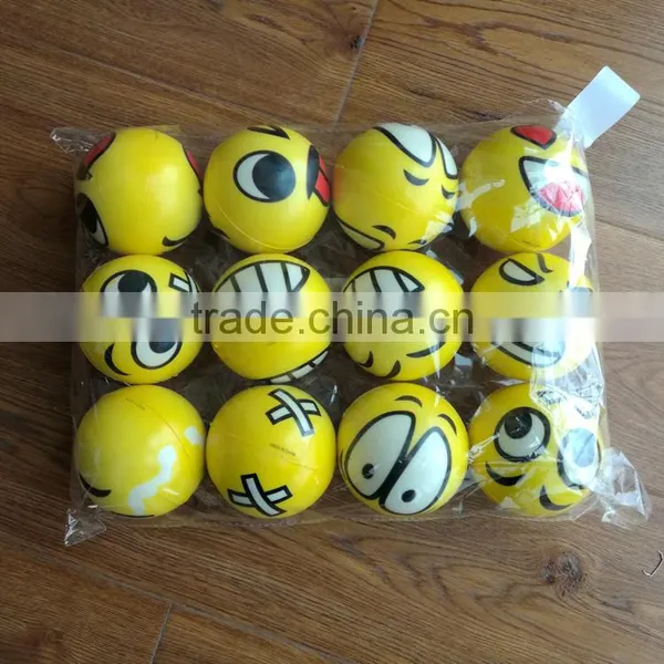 High Quality Hot Sell Mini PU Ball Toys With Emoji Printing Play Ball Yellow Ball Toys For Kids Children photo-2